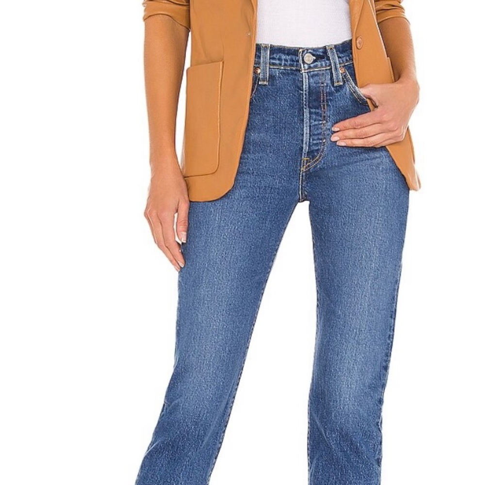 Levis 501 High Waist Crop Straight leg Jeans in Charleston Fun